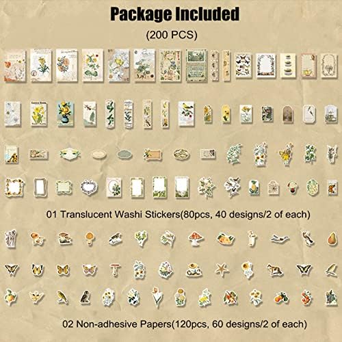 Esweny 200PCS Vintage Scrapbooking Supplies Kit for Journaling, Scrapbook Sticker Paper Pack for Junk Journal Planners Aesthetic Cottagecore Room Decor Wall Art Collage Album - Image 2