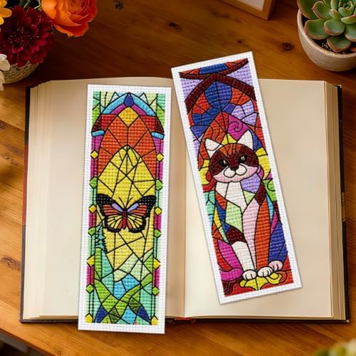 ORIGACH 6 Set Fantasy Stained Glass Cross Stitch Bookmark Kit for Beginner - Image 6