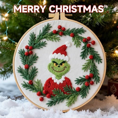 BBLYBD Christmas Embroidery Kit, 1 Set Cross Stitch Craft Kit for Beginners with Pre-Printed Embroidery Fabric, Hoop, Step-by-Step Instruction, Color Threads & Needles (Christmas-1 Set) - Image 3