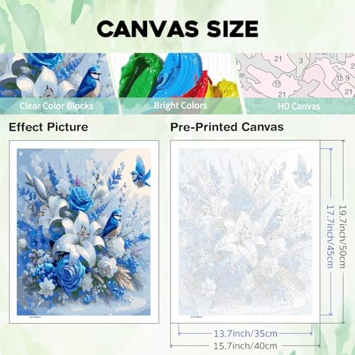 PHANTASYART Flowers Paint by Numbers Kit for Adults 16x20inch - Image 6