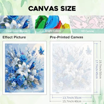 PHANTASYART Flowers Paint by Numbers Kit for Adults 16x20inch - Image 6