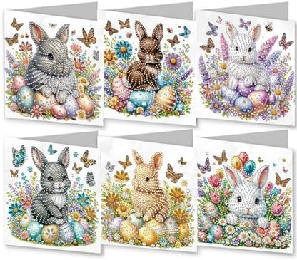 DIY Diamond Greeting Cards Set, 5D DIY Diamond Art Painting Festival Style Greeting Card, DIY Christmas Card Making Kits for Family Friends Handmade Gift-#23-Bunny Easter Eggs by Unknown