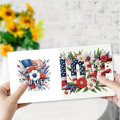 6Pcs Greeting Card DIY Diamond Art Painting Greeting Cards Special Shaped Holiday Blessing Folding Card Kit with Envelopes Arts Crafts for Birthday Festival-LOVE - Image 2