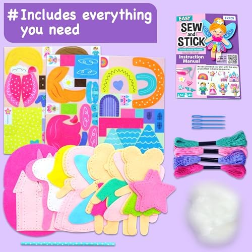 EZCRA Fairy Sewing Kit for Kids Ages 4-8 - 8 Felt DIY Projects - Image 3