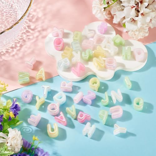 FASHEWELRY 52Pcs Iridescent Clear Large Letter Alphabet Beads for Keychains - Image 2