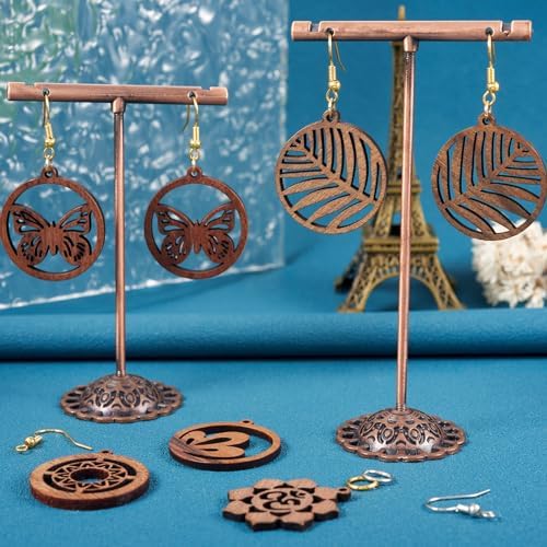 Elecrelive Wood Filigree Earrings Making Kit 20pcs Flat Round Earring Charms Hollow Wood Pendants for DIY Earring Necklace Jewelry Making - Image 3