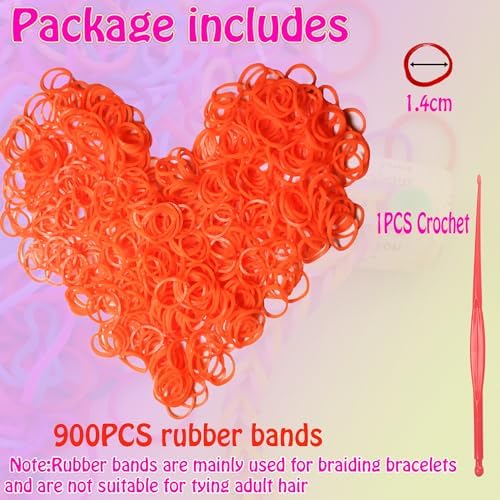 Loom Rubber Band Refill, Tangerine Red 900 Pcs. - Image 2