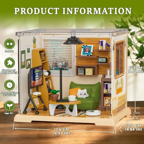 DIY Miniature Living Room Dollhouse Kit with LED, Suitable for Display Mini Figures, Make It Miniature, Mini Dollhouse Kit for Adults, Teens, and Beginners to Build, Gift for Friends and Hobbies - Image 5