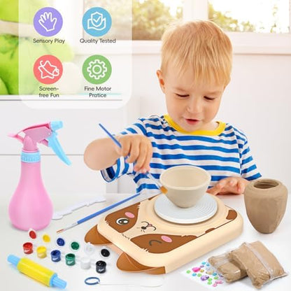 Skirfy Pottery Wheel for Kids, Pottery Kit with Air Dry Clay & USB Power - Image 2