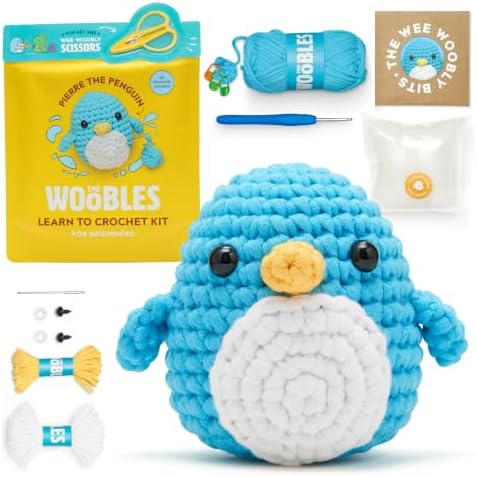 The Woobles Beginner Crochet Kit with Scissor - Pierre the Penguin by TheWoobles