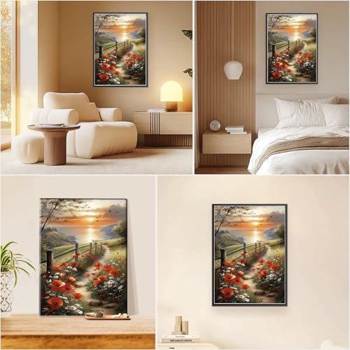 EOBROMD Framed Paint by Numbers Kits for Adults with Wooden Easel, Landscape Seaside DIY Acrylic Paint by Number on Stretched Canvas, Painting Kits Adults Oil by Numbers for Home Decor 10x14 Inch - Image 6