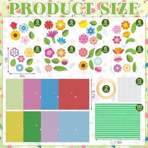 Motipuns 48 Sets Mother's Day Crafts Kit DIY Flower Paper Crafts Colorful Bouquets Make Your Own Flower Gifts for Spring Teacher Appreciation Gifts Handmade Project Mother's Day Home Activities - Image 3