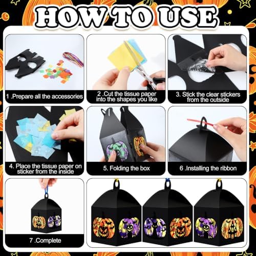 Maitys 16 Sets Halloween Paper Lantern Suncatcher Craft Kits for Adults - Image 4