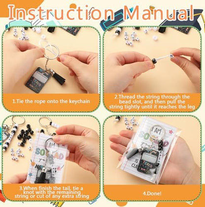 Suncalla 996 Pcs 24 Set Back to School Student Composition Keychain Kit - Image 3