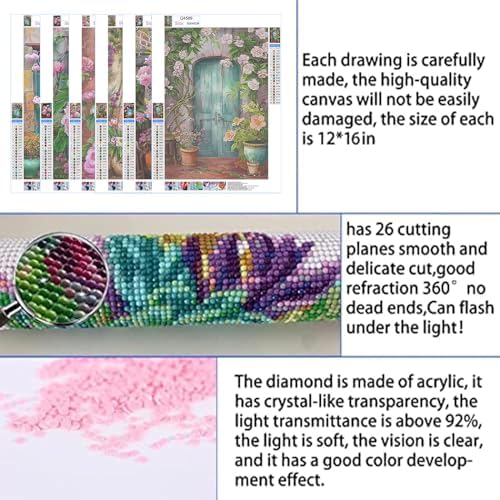 DOTSOPS 6 Pack Flowers Diamond Painting Kits for Adults Art Painting Kits - Image 6