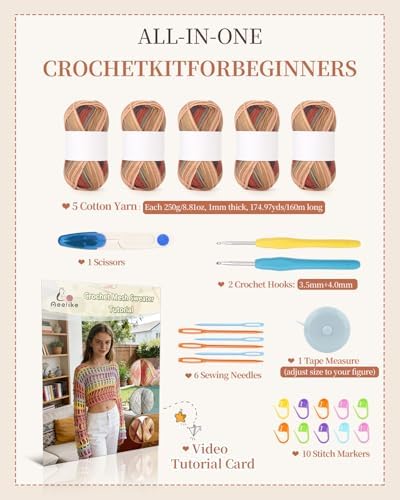 Aeelike Crochet Kit for Adults,Women Beach Crochet Top,Brown Cotton Yarn - Image 6