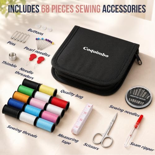 Coquimbo Sewing Kit Mini Travel, Dorm Room Essentials for Girls (Black, S) - Image 2