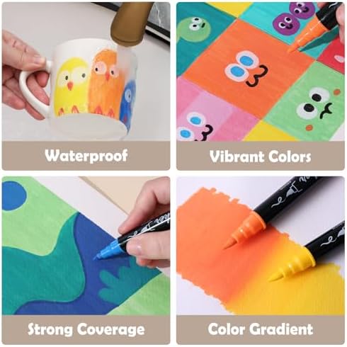 120 Colors Precision Dual Tip Acrylic Paint Markers Pens - Brush & Fine - Image 5