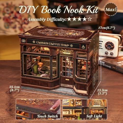 CUTEBEE Book Nook Kit, DIY Miniature House Coffee Shop Dollhouse - Image 6