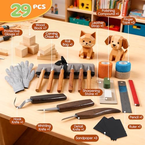 Housolution Wood Carving Kit with Carrying Bag, 30PCS Wood Carving Tools - Image 3
