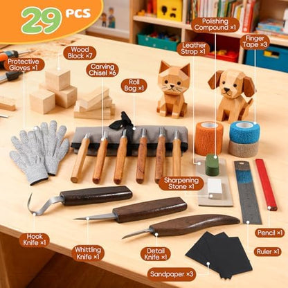 Housolution Wood Carving Kit with Carrying Bag, 30PCS Wood Carving Tools - Image 3