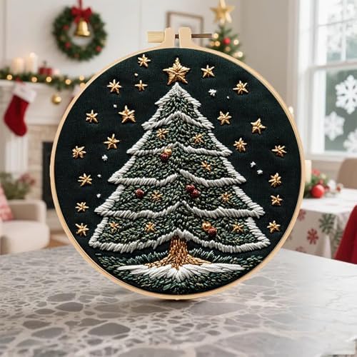 Huacan Embroidery Kit for Beginners Adults, Easy Needlepoint Kits for Adults with Stamped Embroidery Patterns. (Christmas Tree) - Image 5