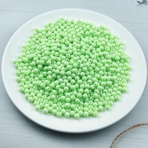 700pcs Acrylic Round Beads for Crafts 6mm Resin Candy Color Spacer Beads with Hole for Jewelry Making Sewing Crafts Decoration Necklaces Bracelets Earrings Supplies(Light Green) - Image 2