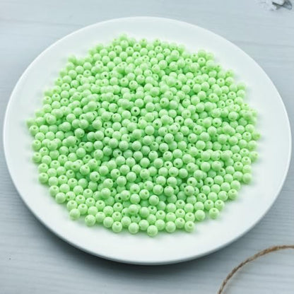 700pcs Acrylic Round Beads for Crafts 6mm Resin Candy Color Spacer Beads with Hole for Jewelry Making Sewing Crafts Decoration Necklaces Bracelets Earrings Supplies(Light Green) - Image 2