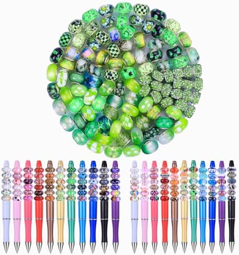 Aipridy Large Hole European Beads, Craft Supplies Kit，Assorted Mixed Color Lampwork Spacer Beads for DIY Bracelet Jewelry Making (100, Green) by AIPRIDY