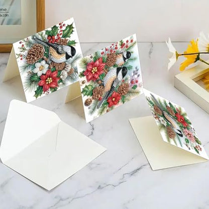 6pcs DIY Diamond Art Christmas Cards Kit with Envelopes & Tools-Diamond Dot Greeting Cards,Xmas 5D Rhinestones Painting for Adults,DIY Craft Family Friend Xmas Gifts(Christmas Bird) - Image 5