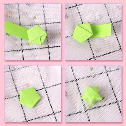 1080 Sheets Star Origami Paper Solid Gradient Color Star Paper Strip Colorful Handcraft Lucky Star Paper Double Sided Origami Stars Paper DIY Paper Arts Gradient Yellow - Image 5