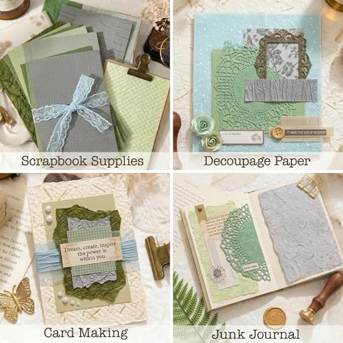 30 Pcs Handmade A5 Textured Scrapbook Paper and Mesh, Junk Journal Supplies - Image 4