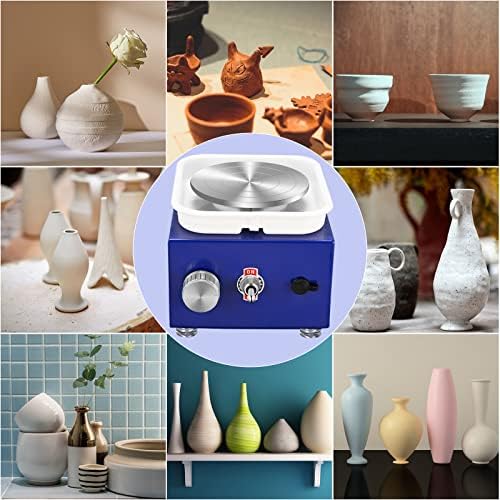 Mini Pottery Wheel Machine for Adults & Beginners, 2 Turntables (3.94" & 2.56") | 0-2000 RPM Adjustable Speed Pottery Machine Removable Splash Tray Ceramic Making Kit Includes 8 Sculpting Tools - Image 6