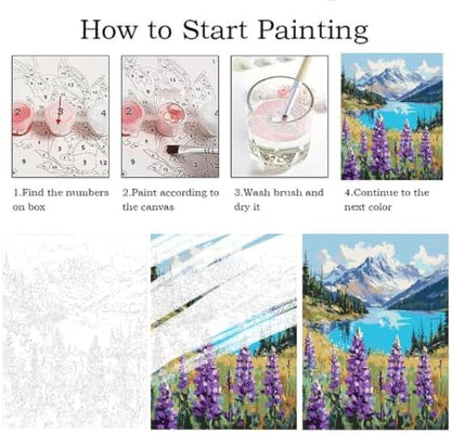 Landscape Paint by Numbers Kit for Adults Beginner,Mountain Scene,16x20" - Image 5