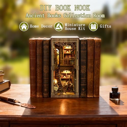 YSWOOD WORLD Book Nook Kit, DIY Miniature House 3D Wooden Puzzle for Adults - Image 6