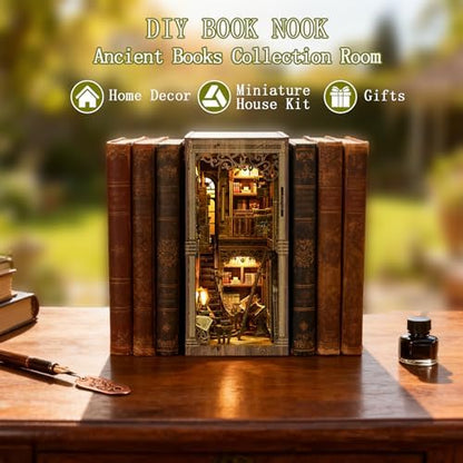 YSWOOD WORLD Book Nook Kit, DIY Miniature House 3D Wooden Puzzle for Adults - Image 6