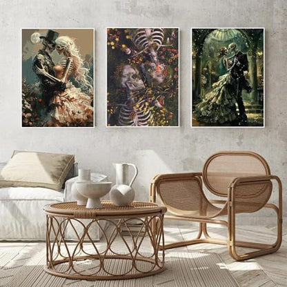 3 Pack Skull Paint by Numbers Kit for Adults Framed Canvas, Frameworkless - Image 4
