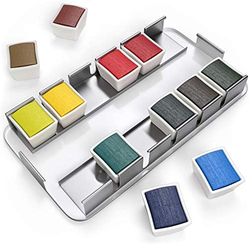 ARTEZA Watercolor Paint Set, 12 Half Pans, Tin Box and Water Brush Pen - Image 5