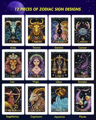 forever young Minigem Zodiac Diamond Art Kits, 5x7 Inch Postcard-Style - Image 3