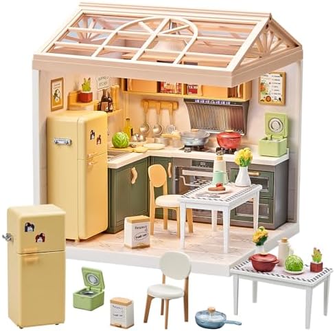 Miniature Kitchen DIY House Kit, 1:24 Scale Cooking Room Set by Qudify