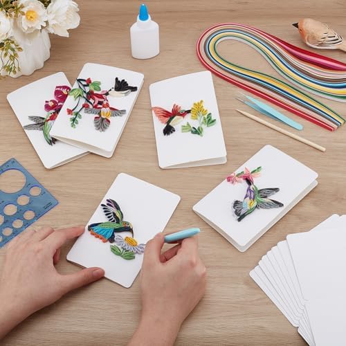 WEBEEDY 20 Sets Paper Quilling Kit 5 Styles Hummingbirds Greeting Card Making Kit with Instruction for Adults Beginner Handmade Animal Quilling Card for Birthday,Wedding,Holiday,Mother's Day - Image 4