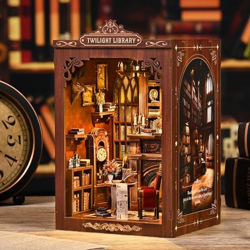 ISSEVE Book Nook Kit, Library Booknook Kits Dollhouse Bookshelf Decoration - Image 3