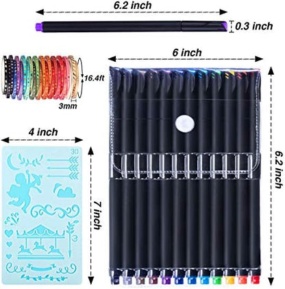 Honoson 48 Pack Scrapbooking Supplies Kit Scrapbook Tools and Supplies Journal Stencil Washi Tape and Journal Planner Pen for Notebook Diary DIY Plastic Drawing Template - Image 2
