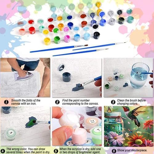 Arttoplus Hummingbird Paint by Numbers Kit for Adults Beginner 16x20 inch - Image 6
