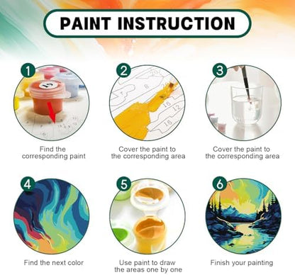 Framed Paint by Numbers Kit for Adults Beginner 8x12 Inch, Starry Night Adult Paint by Number Kits on Canvas, DIY Acrylic Watercolor Landscape Oil Paint by Number for Adults for Home Decor Gift - Image 4