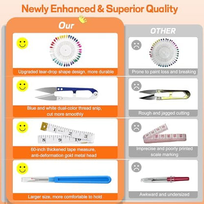 SUTQIGUI Sewing Kit for Adults with Heavy Duty Fabric Scissors, 241 Pcs Newly Upgraded Hand Travel Sewing Kit Professional Needle and Thread Kit, Portable Sewing Supplies for Travel Home Beginners - Image 6