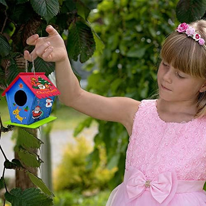 hapray 12 Pack Bird House Kit for Kids, DIY Wooden Birdhouse with Paints - Image 2