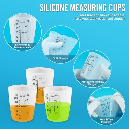 10Pcs Silicone Resin Mixing Measuring Cups 100ml / 3oz for Resin Supplies, Easy-to-Read Black Marks, Non-Stick Reusable Silicone Pouring Cups for Epoxy Mixing - Image 3