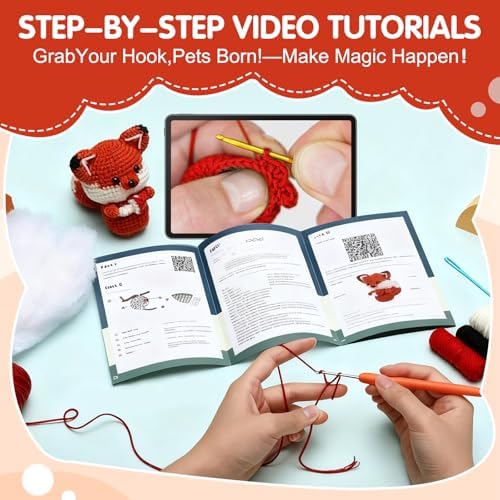 BLZEDIM 6Pcs Crochet Kit for Beginners, DIY Crochet Animal Kits with Step-by-Step Video Tutorials Beginner Knitting Kit for Adults DIY Stuffed Animals Valentine's Day Craft Gift for Starter (Unicorn) - Image 2