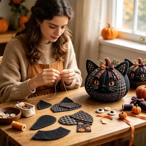 DIY Animal Pumpkin Sewing Kit - Autumn Fabric Animal Pumpkin Craft Set for Adults Beginners - Thanksgiving Handmade Fall Patchwork Craft Kit for Holiday Decor - Image 3